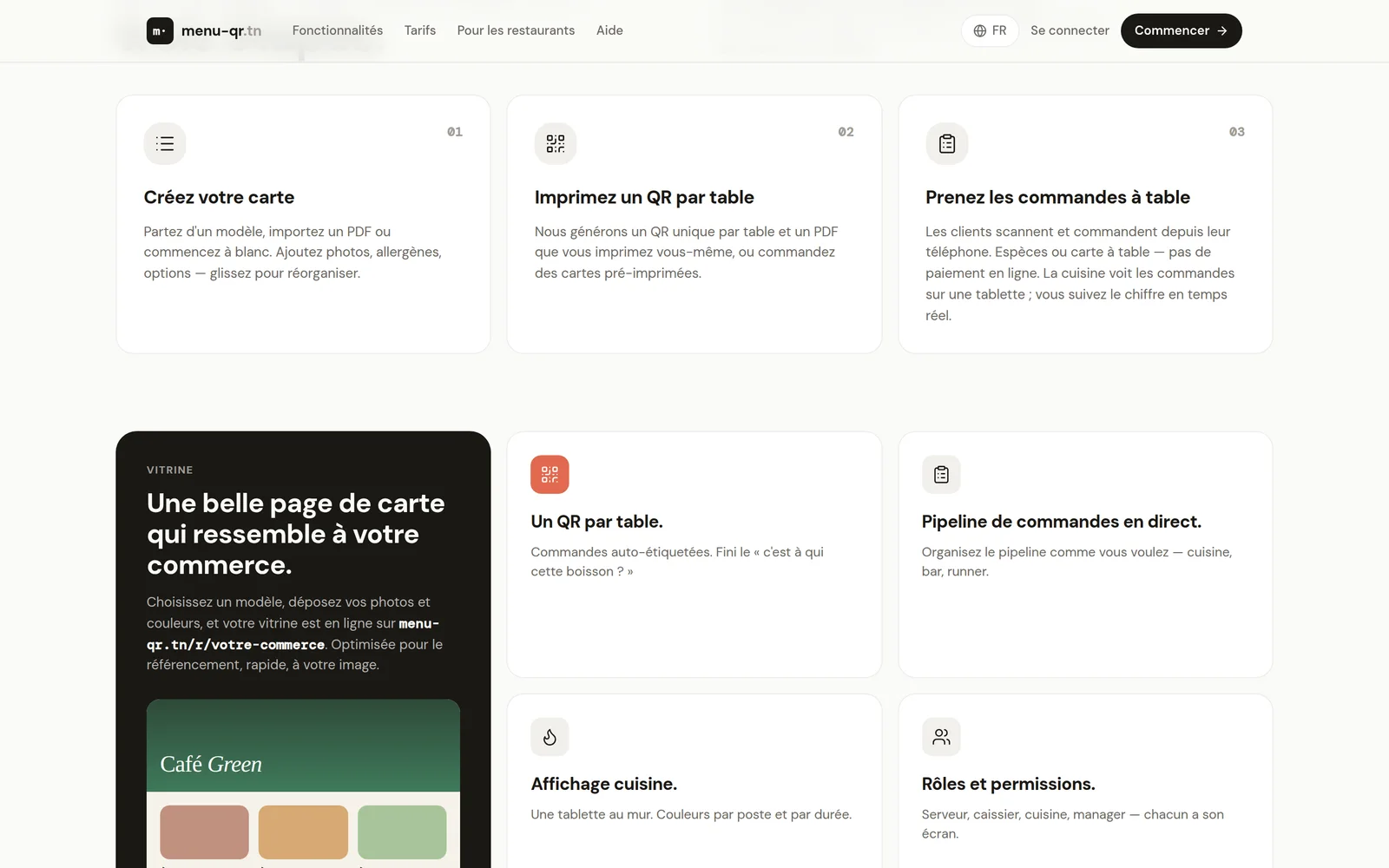 Menu QR feature overview